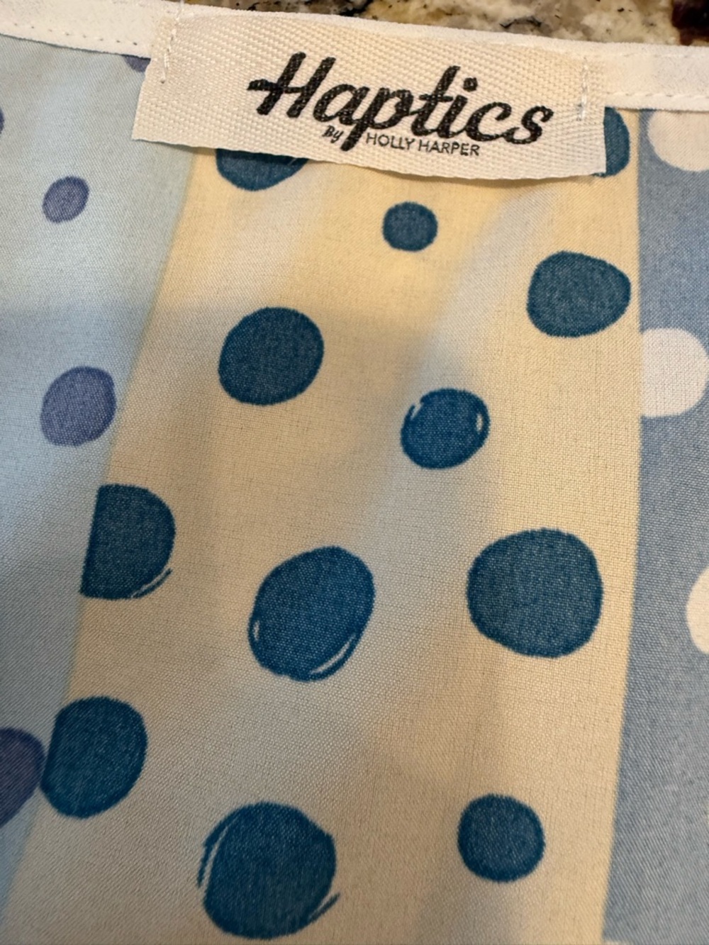 Haptics polka dot color block short sleeve top blue yellow SZ M - Picture 5 of 11